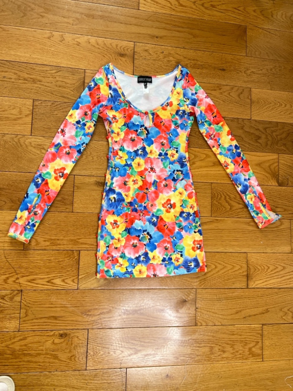 Current Mood Multicolor Floral Scoop-Neck Long Sleeve Dress